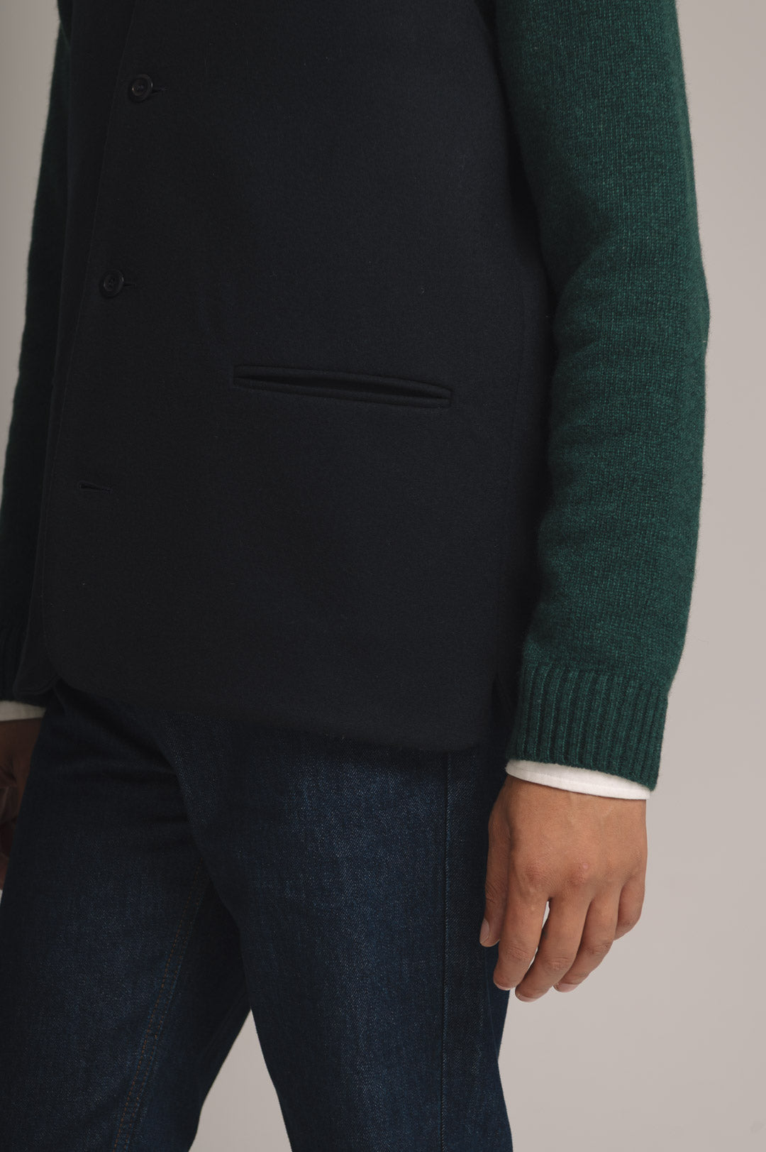 Navy Cashmere Nehru Waistcoat