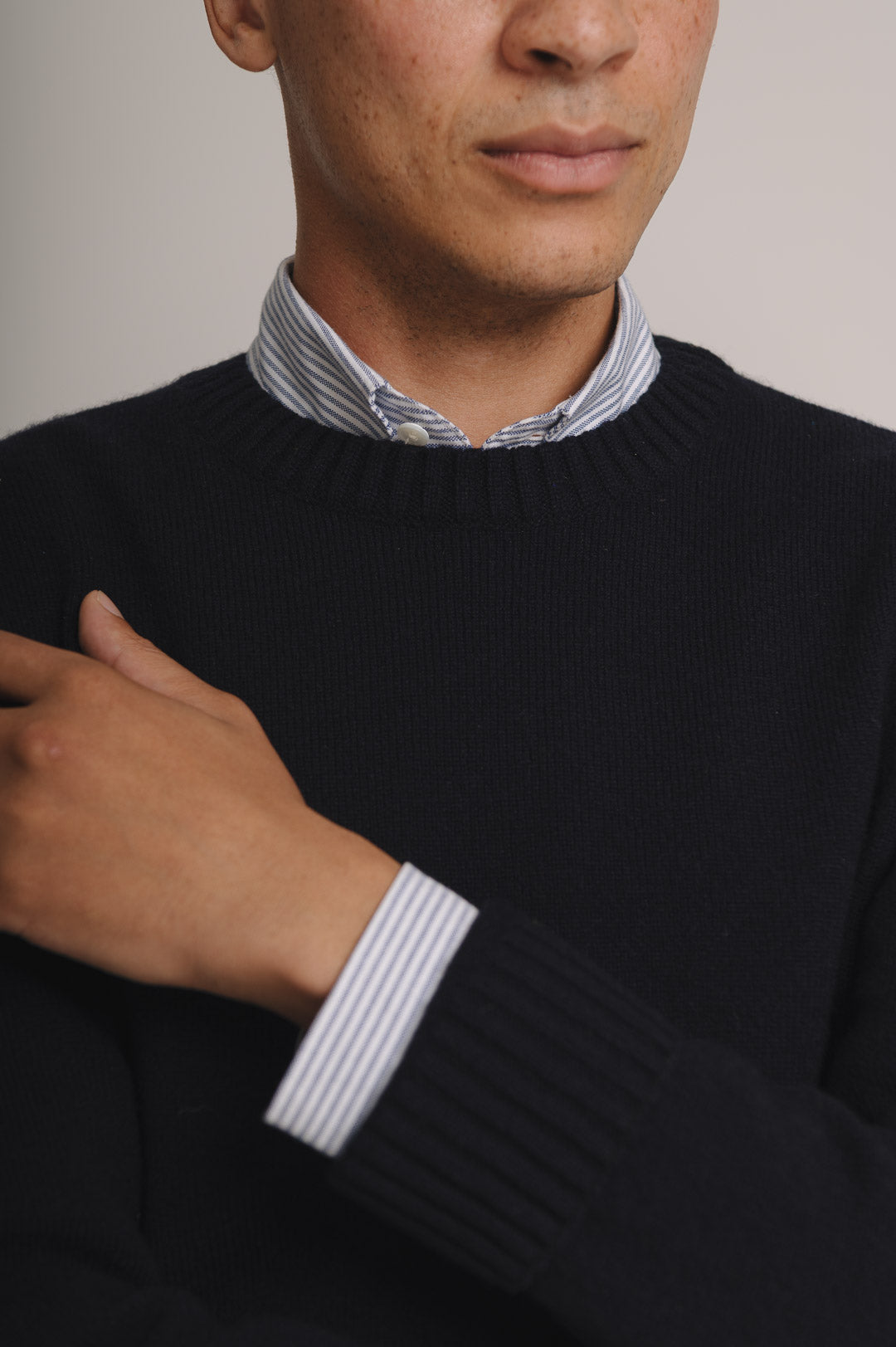 Ink Navy Lambswool Crew Neck Jumper