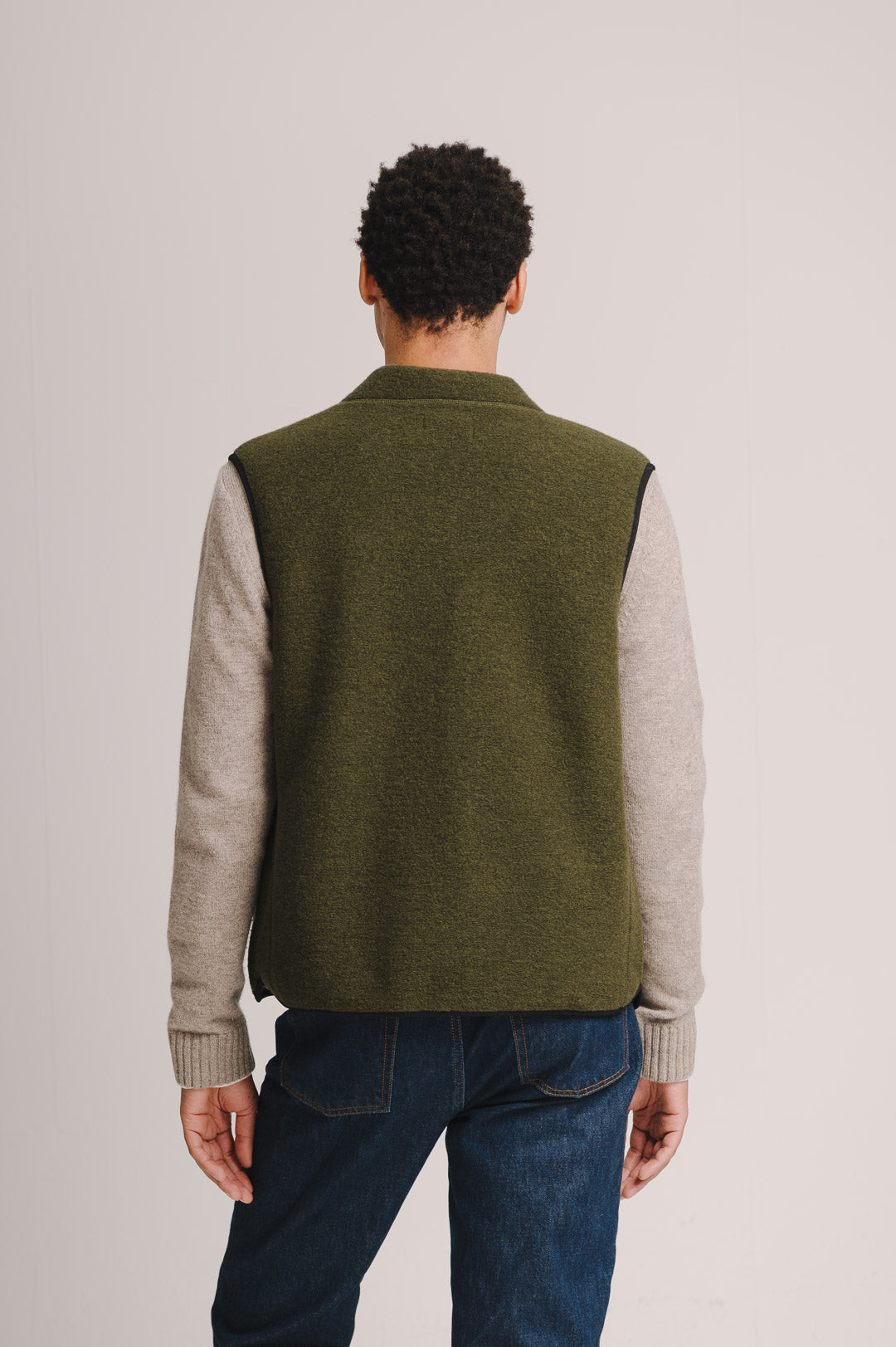 Green Boiled Wool Gilet