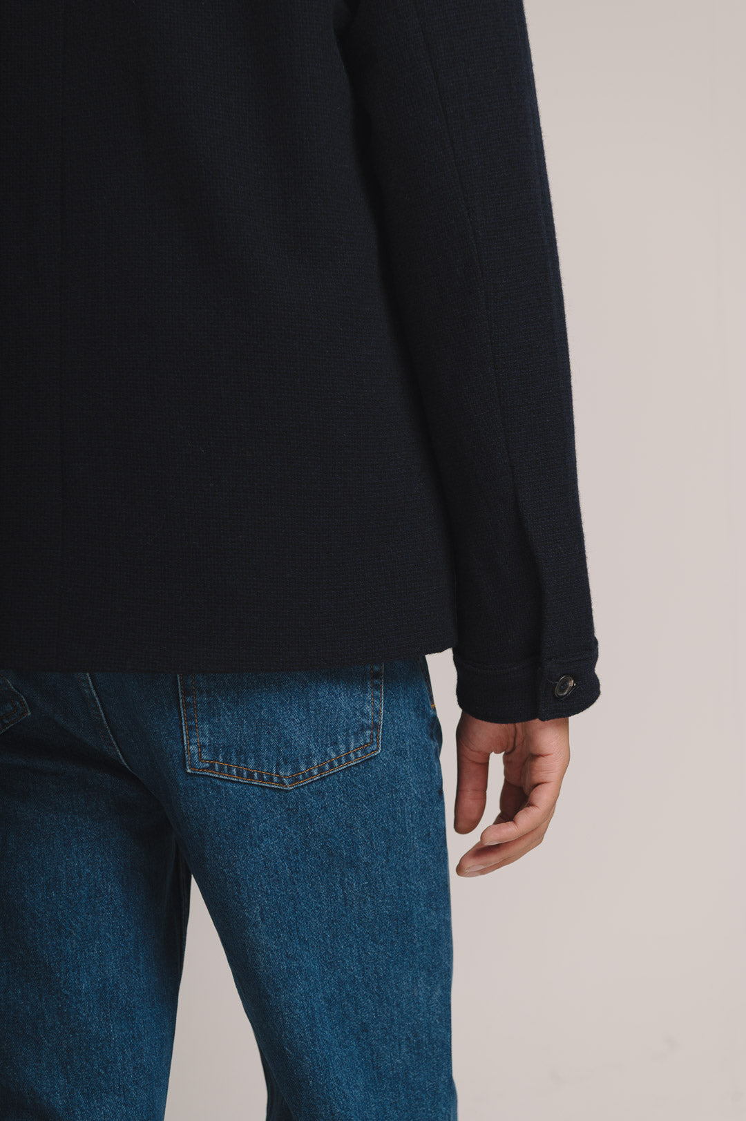 Navy Weave Merino Wool Chore Jacket