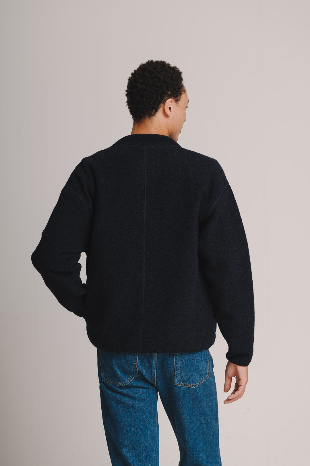 Navy Boiled Wool Jacket