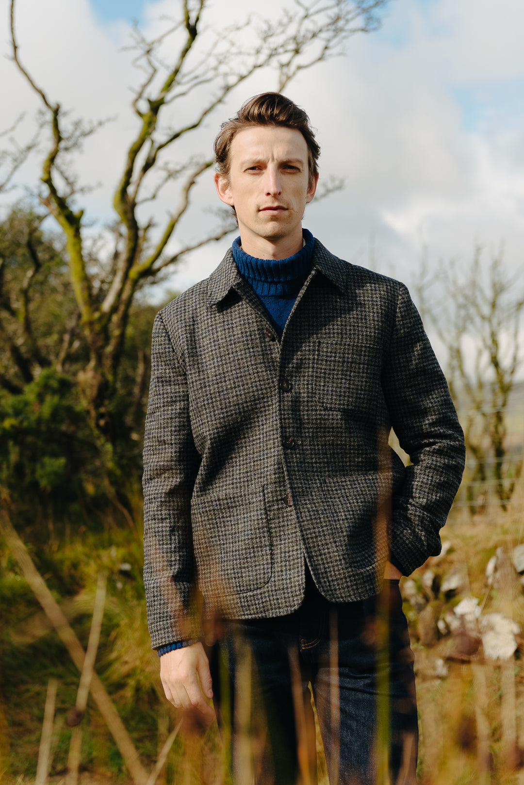 Blue Check Tweed Chore Jacket, Chore Jacket - SIRPLUS