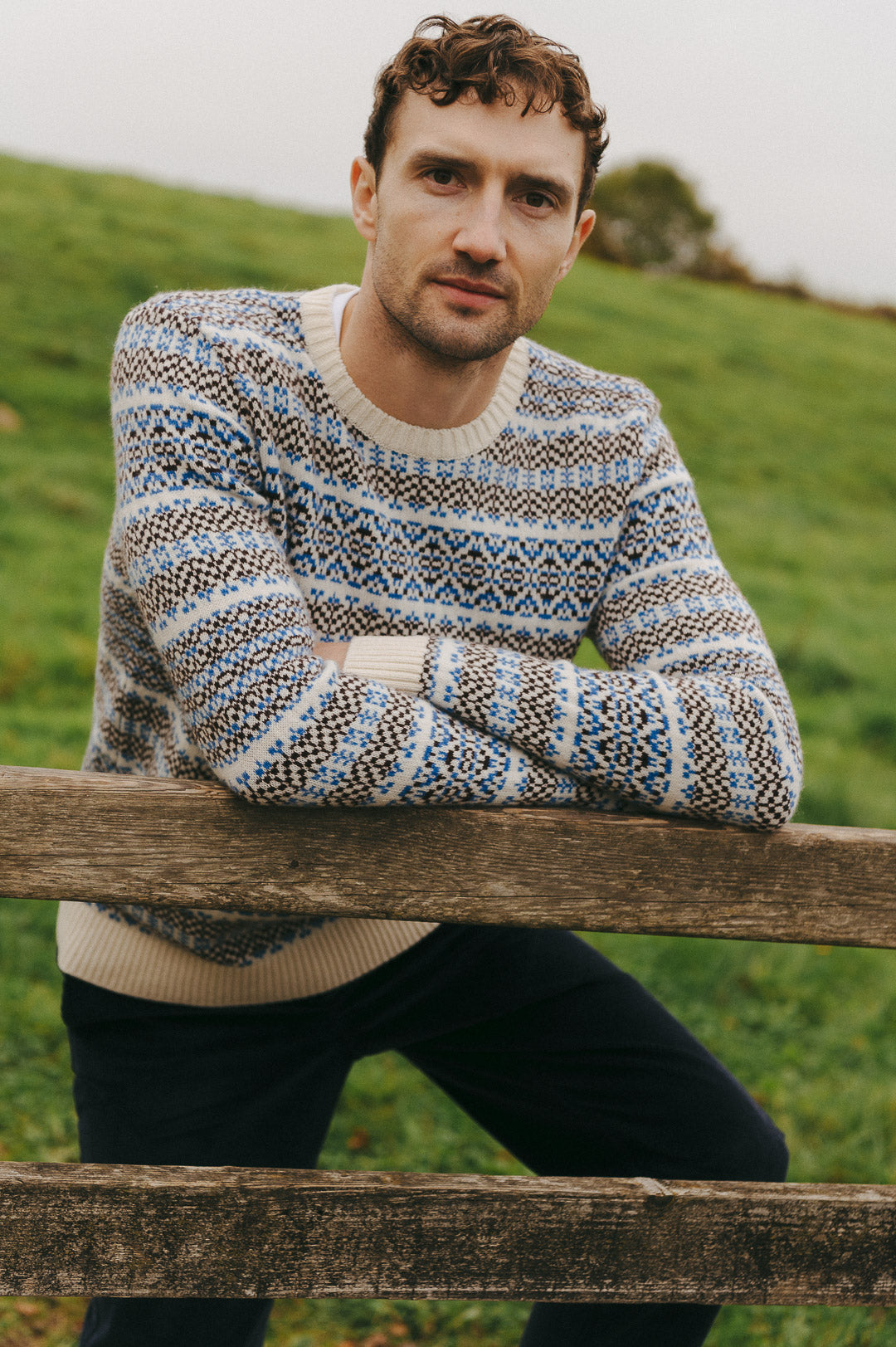 Ecru Tides Fair-Isle Crew Neck Jumper