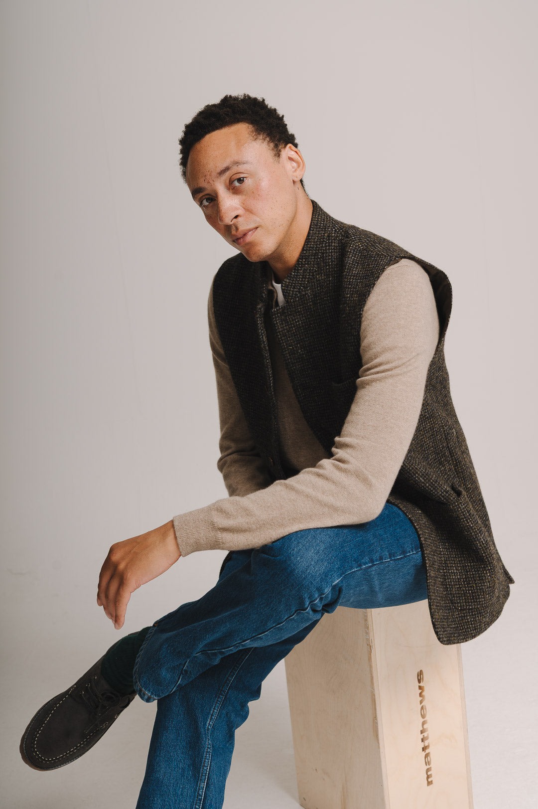 Bark Harris Tweed Nehru Waistcoat