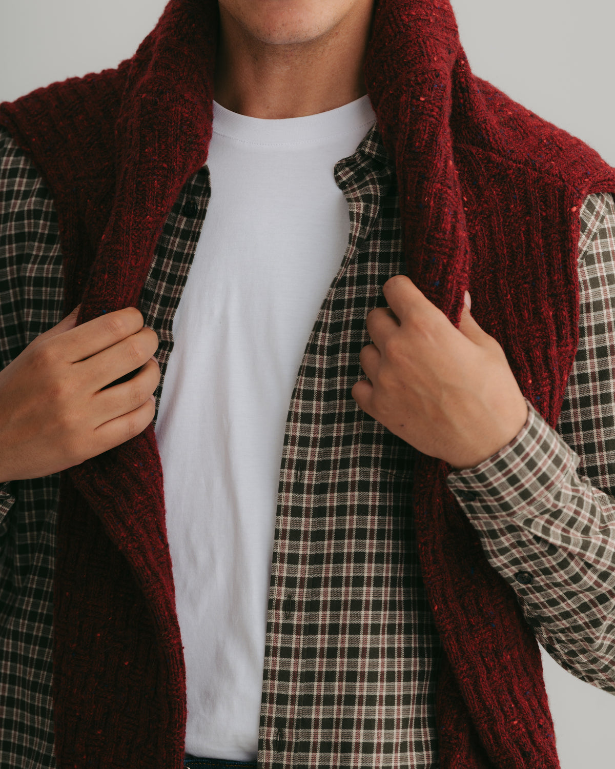 Moss and Maroon Check Flannel Shirt, Collar Shirt - SIRPLUS