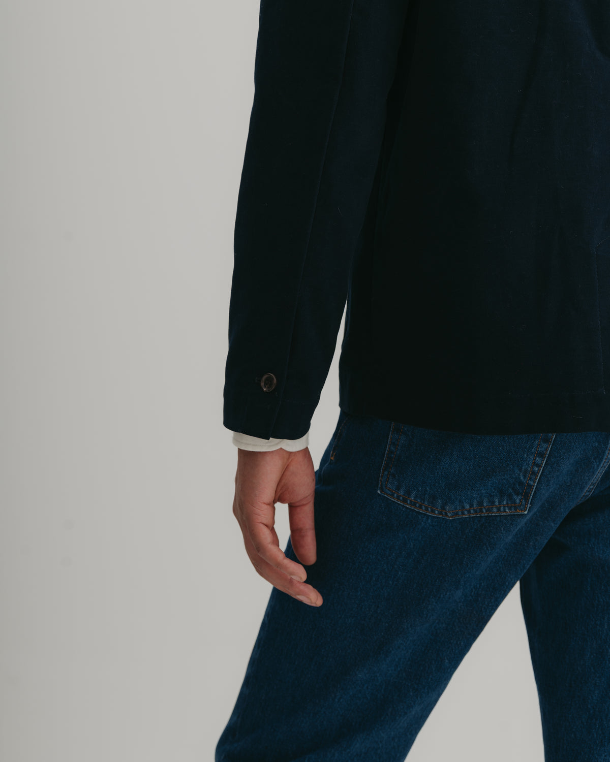 Midnight Navy Moleskin Casual Nehru Jacket, Nehru Jacket - SIRPLUS