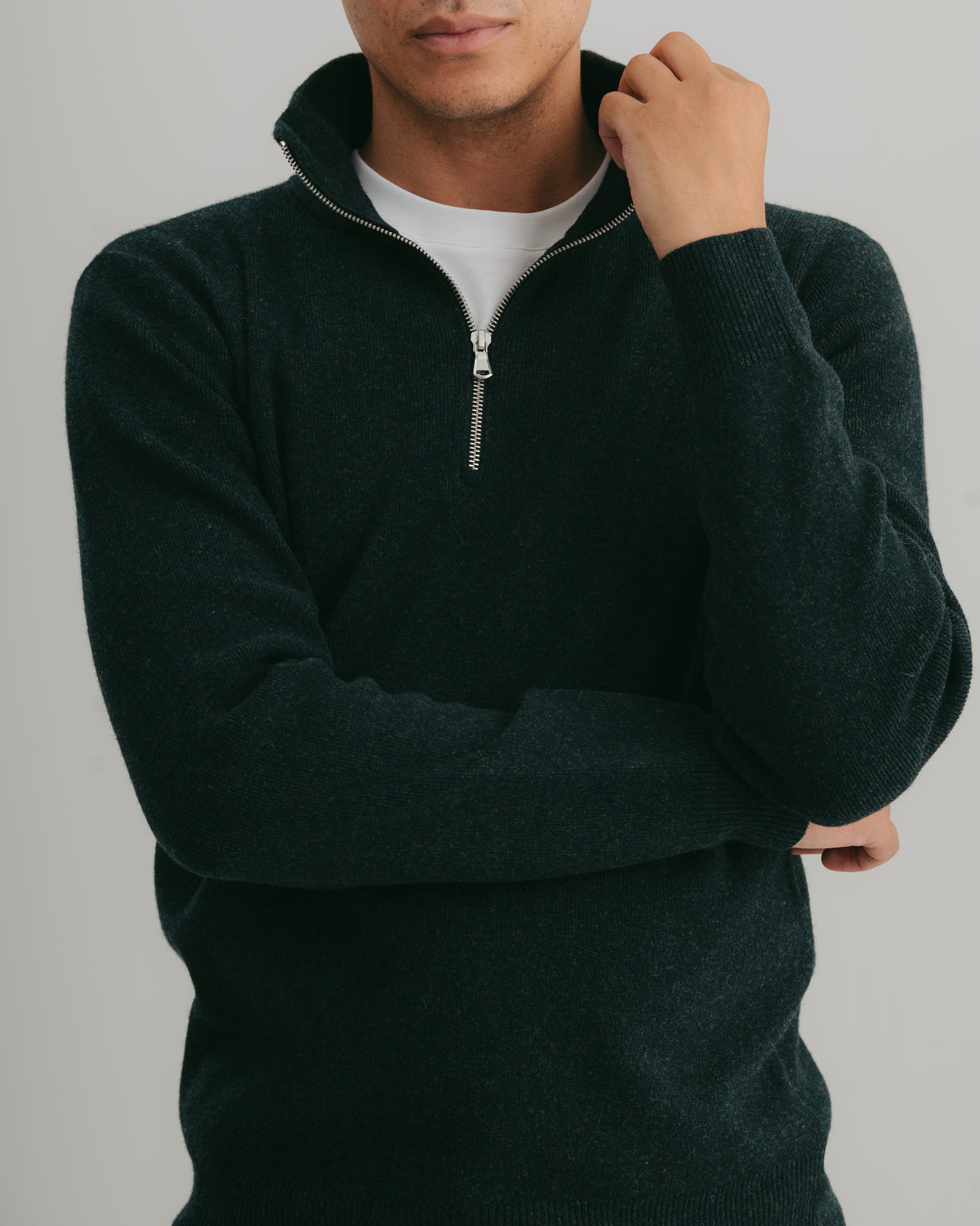 Forest Green Merino Half Zip Jumper, Half Zip Jumper - SIRPLUS