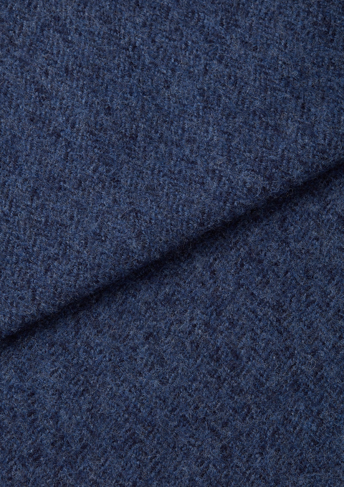 Blue Brushed Herringbone Wool Zip Jacket