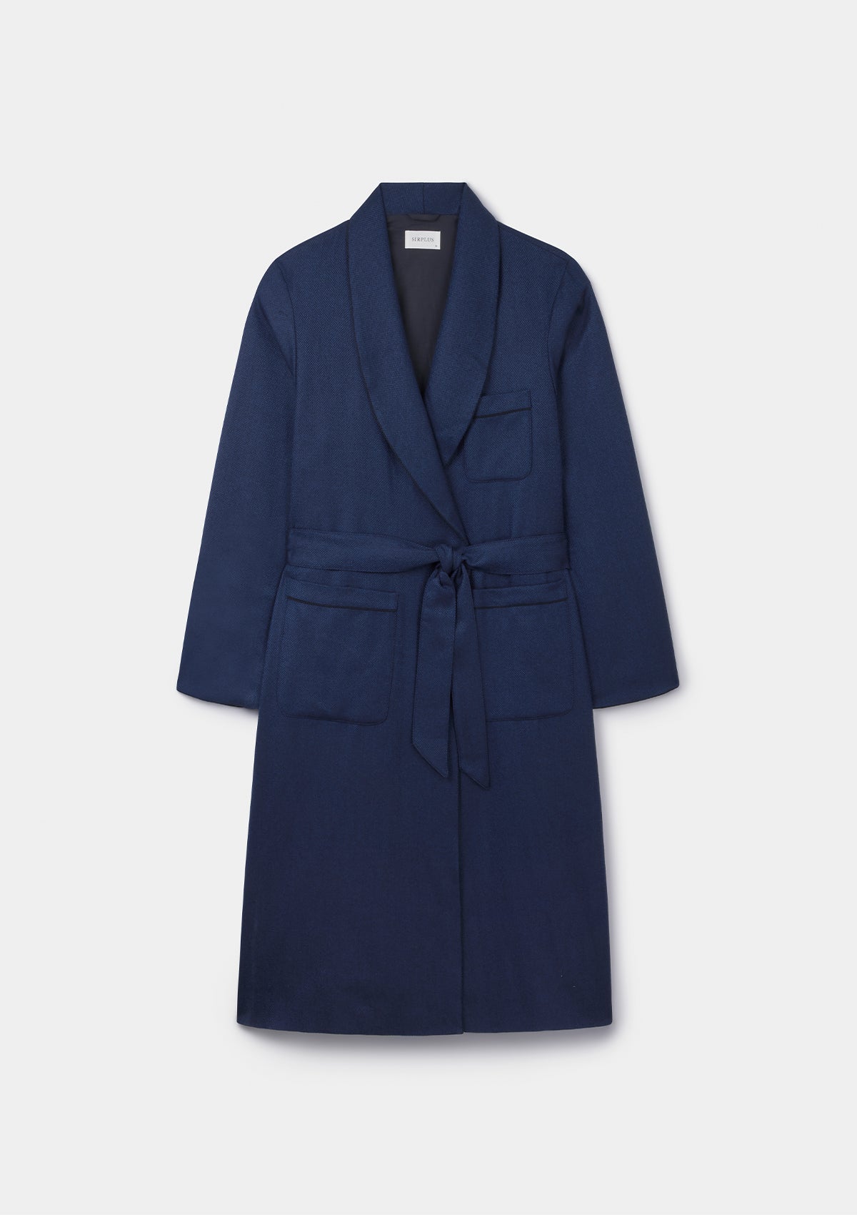Blue Textured Wool Dressing Gown, Dressing Gown - SIRPLUS