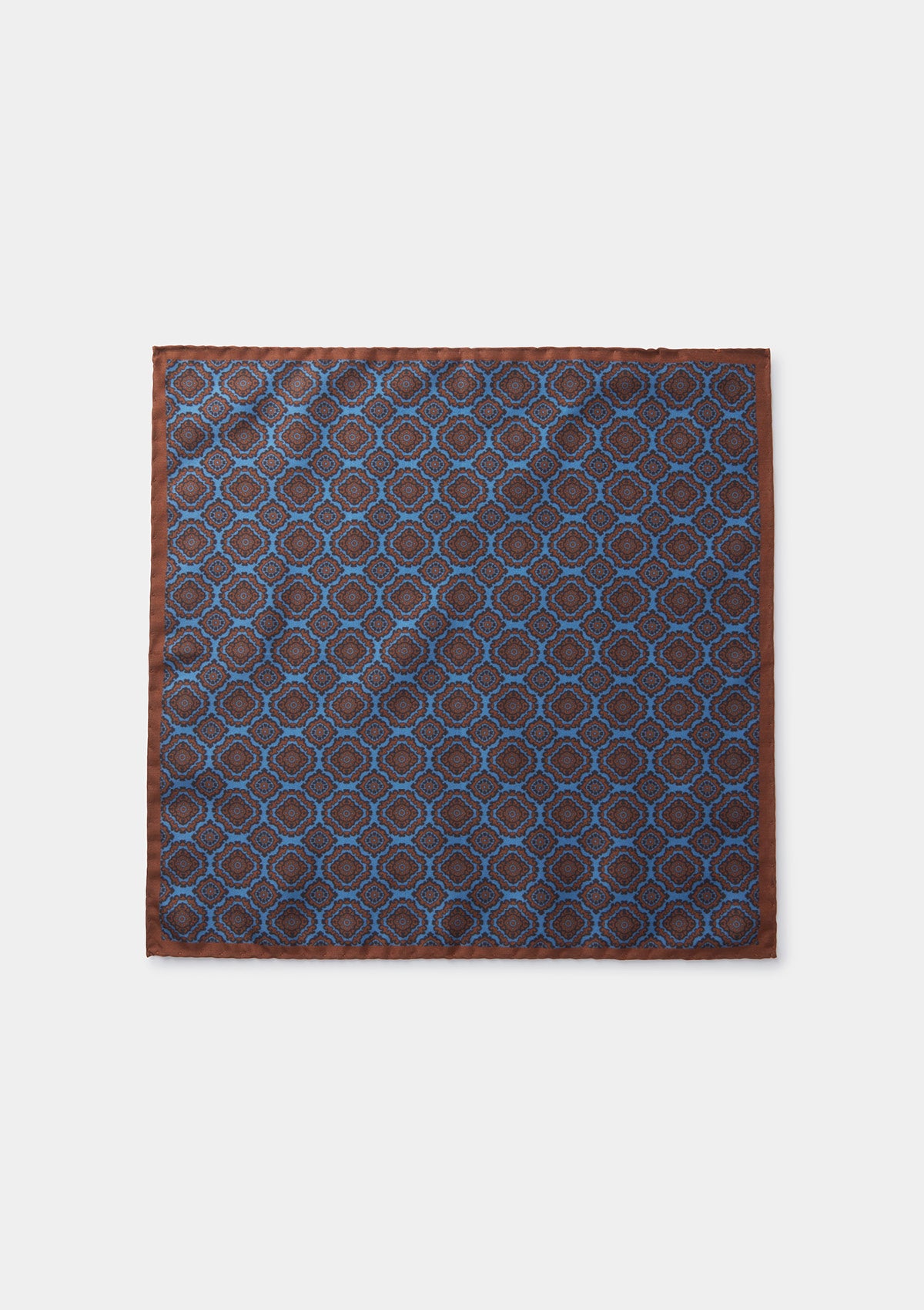 Blue and Brown Foulard Silk Pocket Square, Pocket Square - SIRPLUS