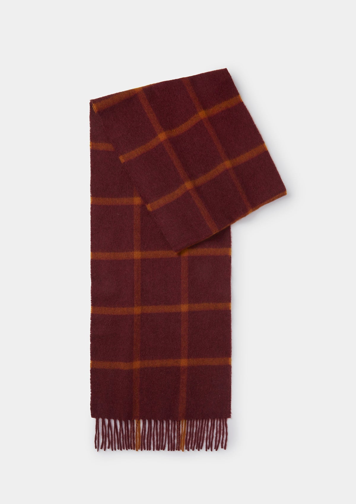 Burgundy Windowpane Check Cashmere Scarf | SIRPLUS