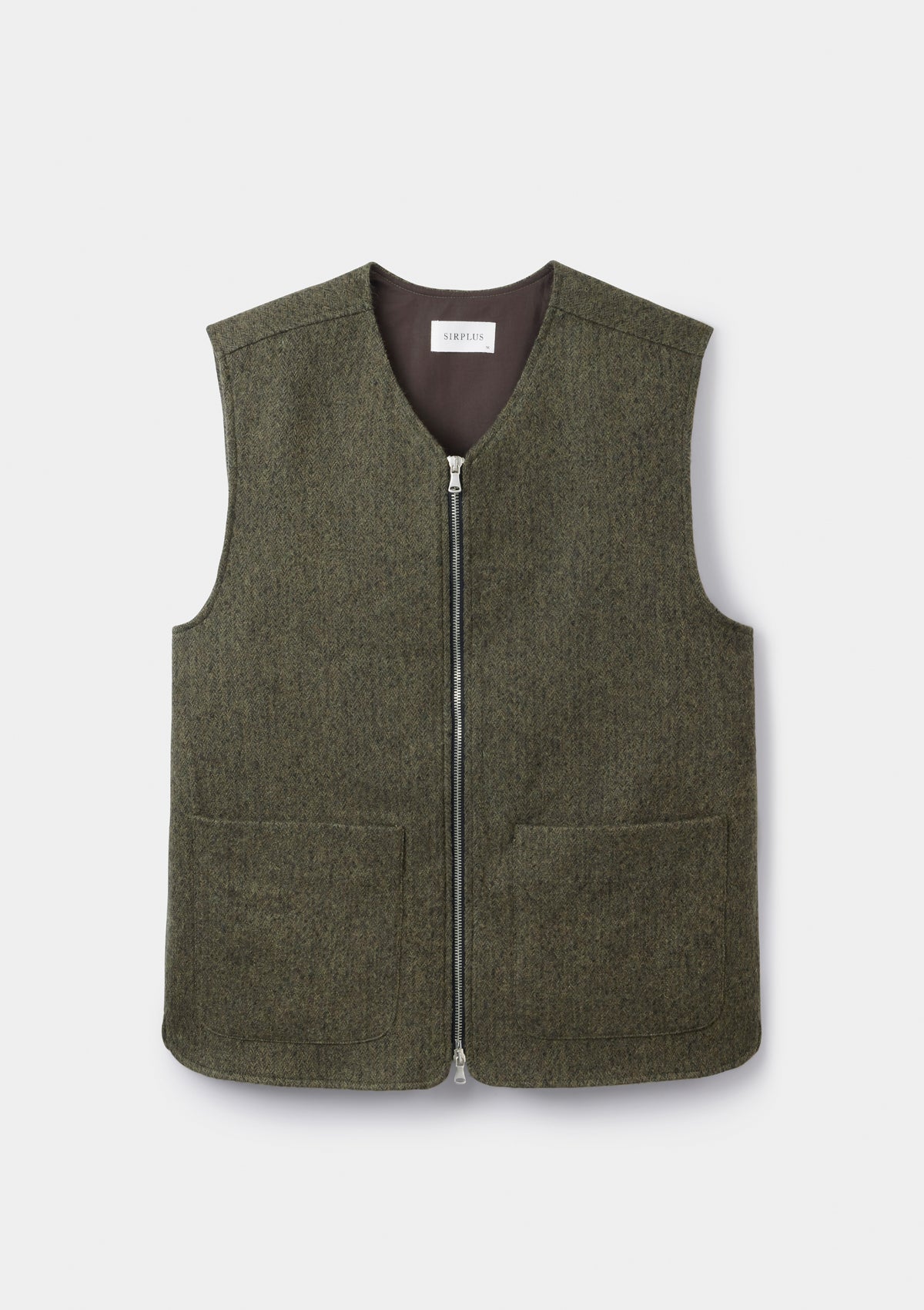 Green Brushed Herringbone Wool Gilet SIRPLUS