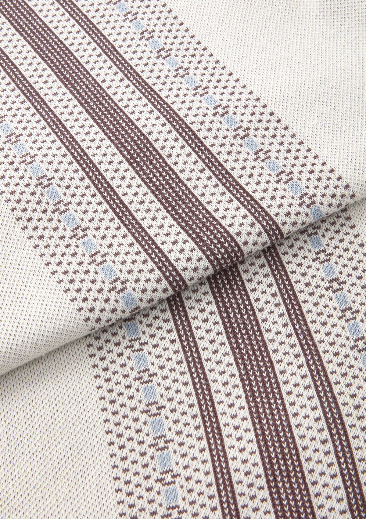 Cream Woven Panel Jacquard Polo, Polo Shirt - SIRPLUS