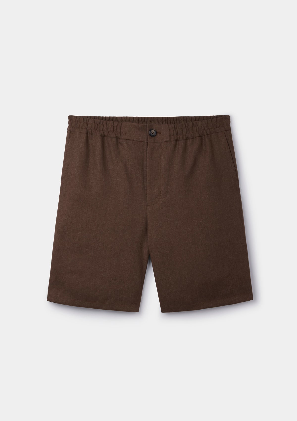 Hickory Brown Linen Drawstring Shorts | SIRPLUS