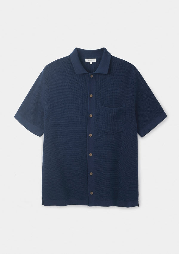 Navy Waffle Knit Polo, Polo Shirts - SIRPLUS