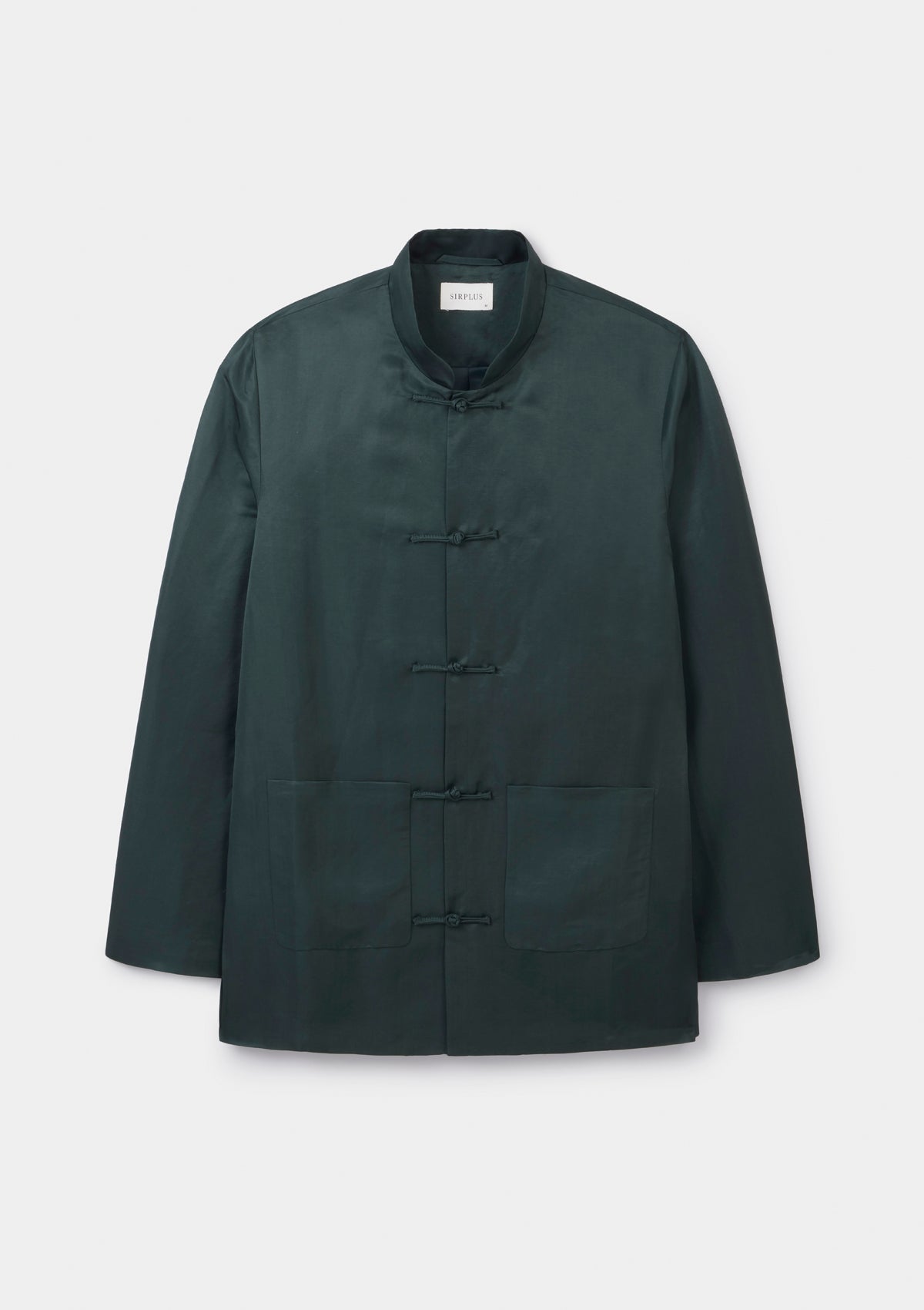 Ivy Green Silk Linen Mandarin Jacket | SIRPLUS