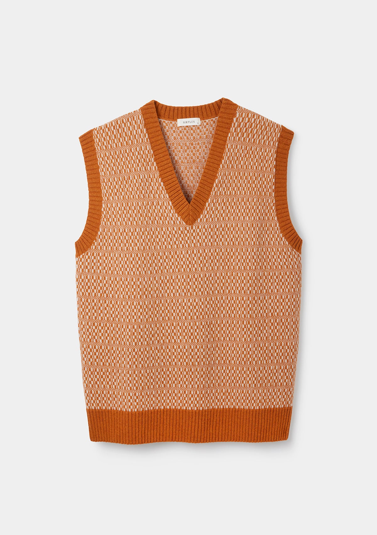 Knitted Vest Mens Fair Isle Sleeveless Pullover Orange Tile Fair