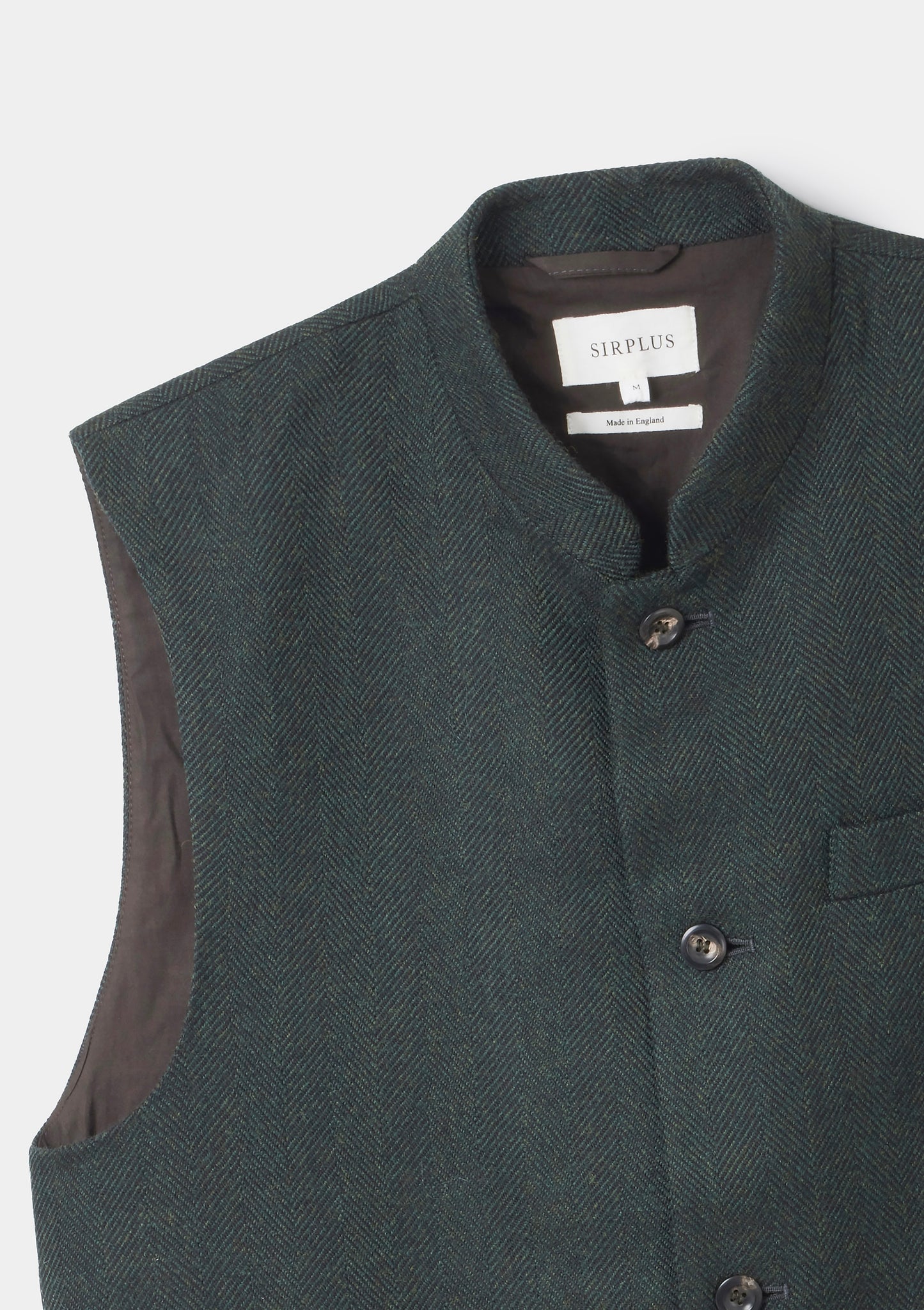Pine Green Herringbone Nehru Waistcoat, Nehru Waistcoat - SIRPLUS