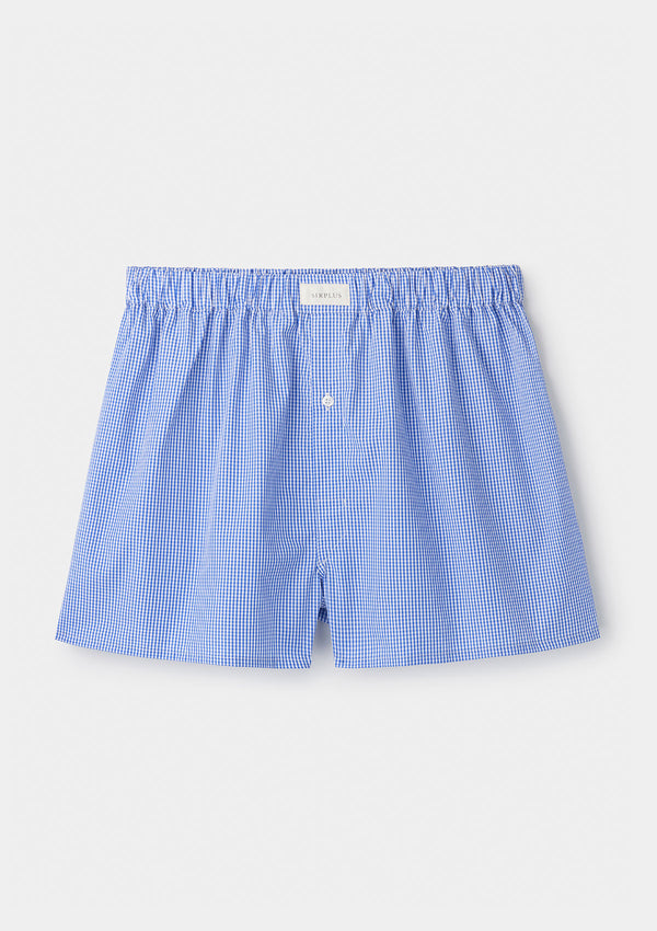 Blue Microcheck Boxer Shorts, Boxer Shorts - SIRPLUS