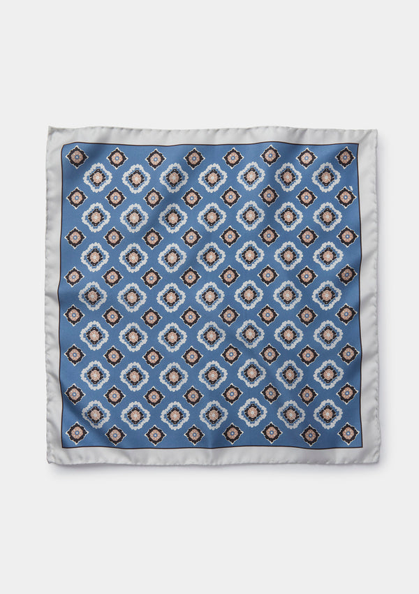 Blue Tile Print Pocket Square, Pocket Squares - SIRPLUS
