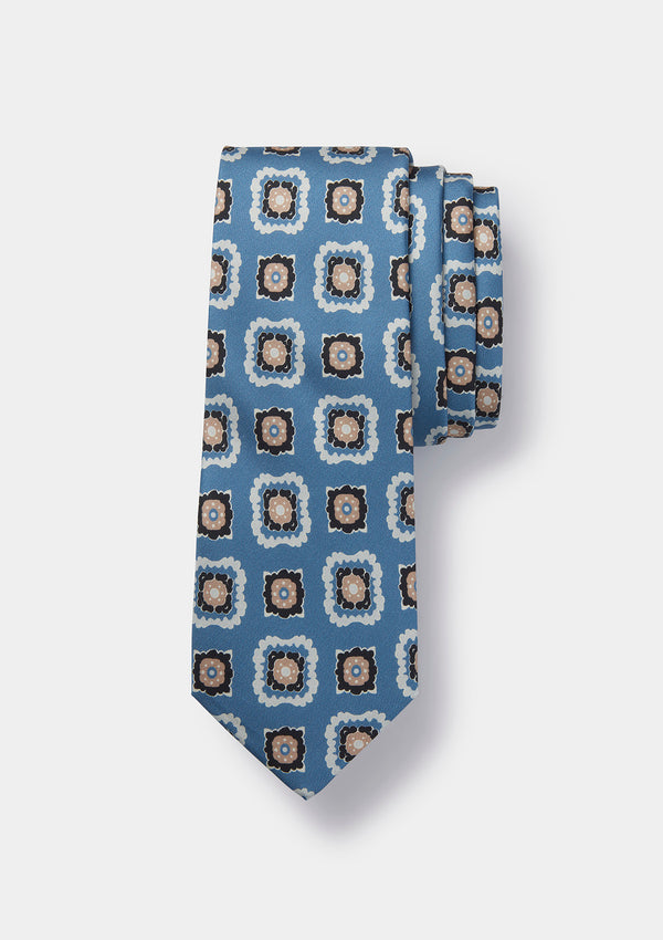 Blue Tile Print Tie, Ties - SIRPLUS