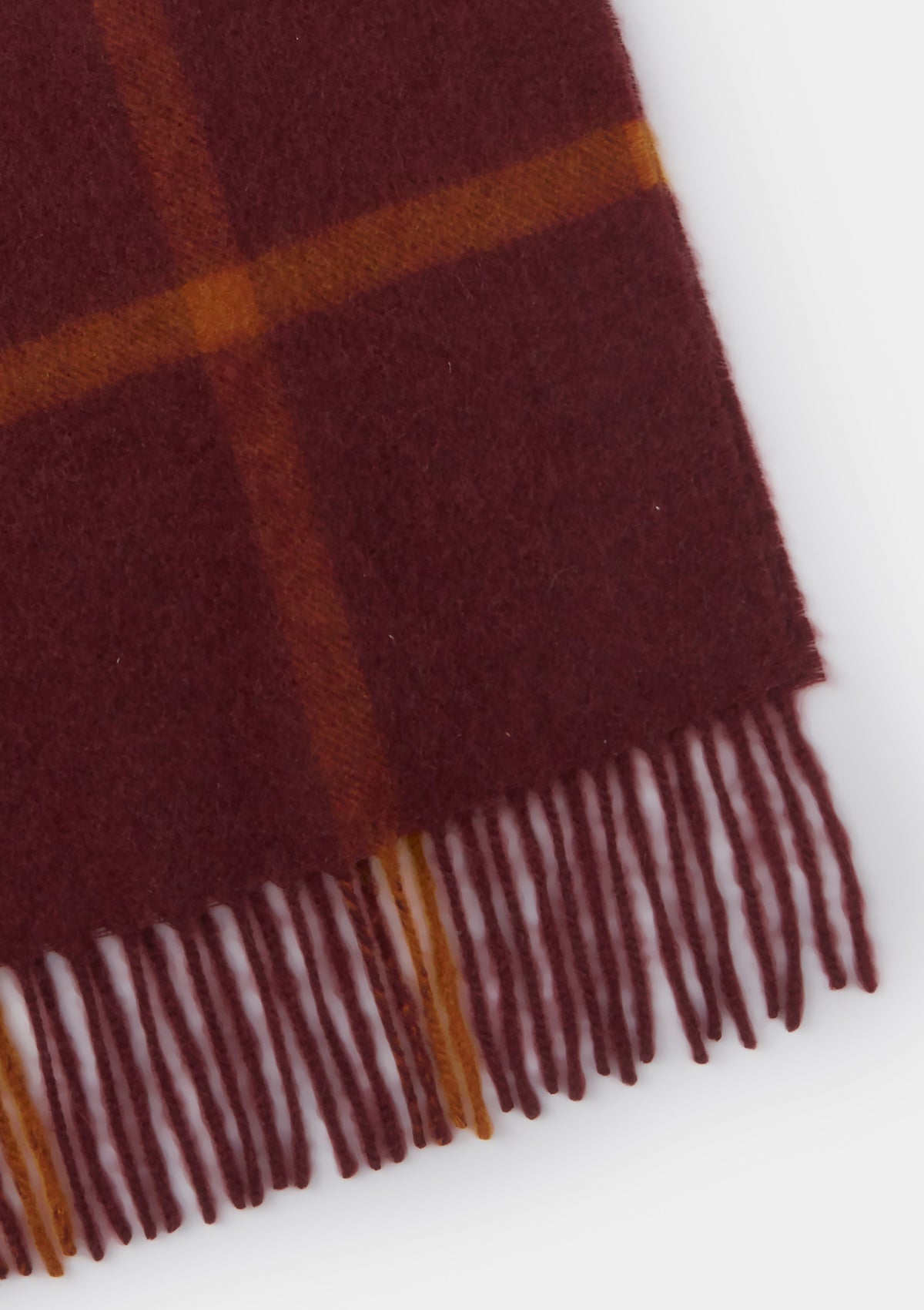 Burgundy Windowpane Check Cashmere Scarf