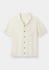 Cream Herringbone Knit Polo, Polo Shirts - SIRPLUS
