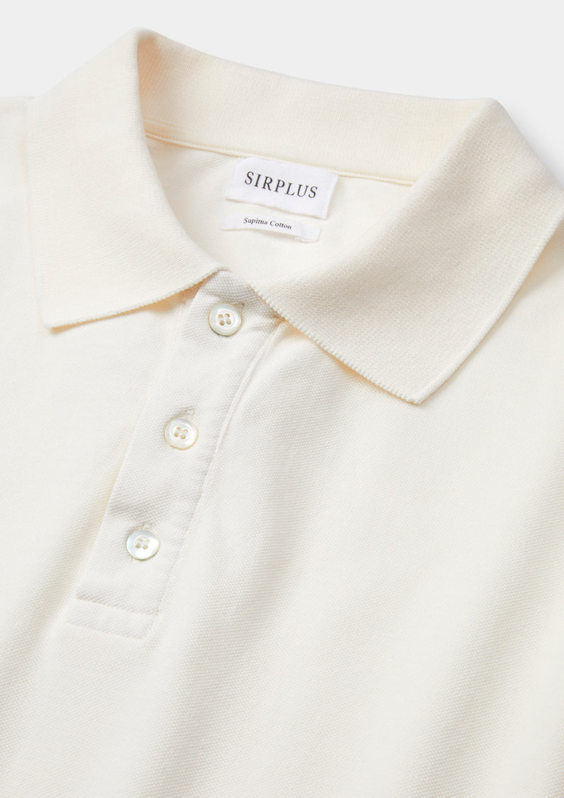 Cream Pique Cotton Polo Shirt, Polo Shirts - SIRPLUS