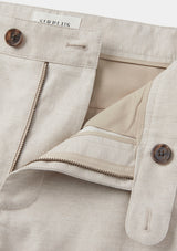Ecru Cotton Linen Chinos, Casual Trousers - SIRPLUS
