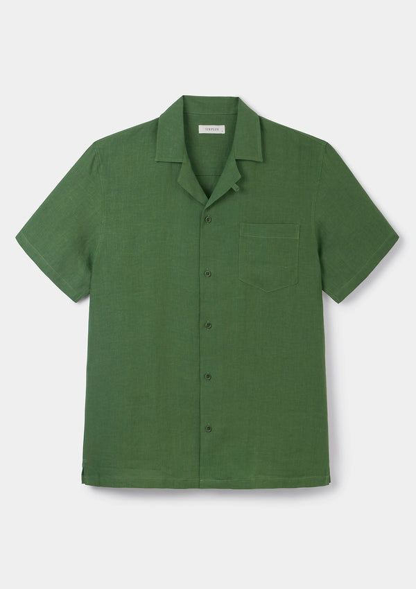 Fern Green Linen Cuban Shirt, Cuban Shirt - SIRPLUS