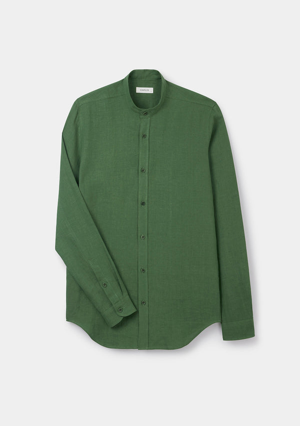 Fern Green Linen Grandad Shirt