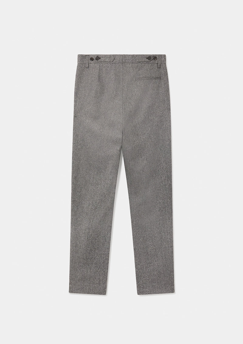 Grey Salt & Pepper Wool High-Waisted Pleated Trousers, Casual Trousers - SIRPLUS