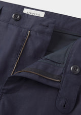 Navy Cotton Linen Chinos, Casual Trousers - SIRPLUS
