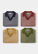 Rust Melange Knit Resort Polo, Polo Shirts - SIRPLUS