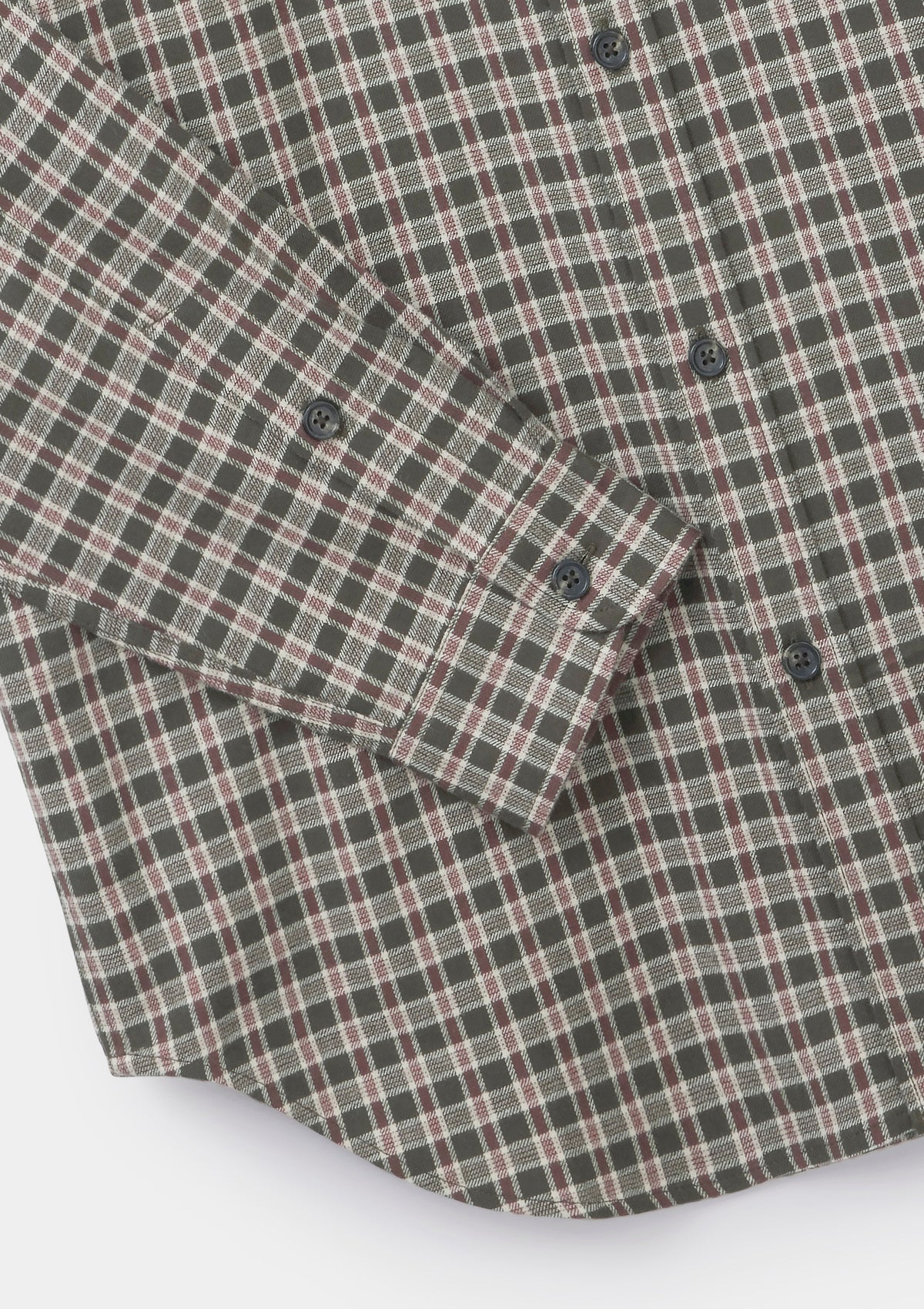 Moss and Maroon Check Flannel Shirt