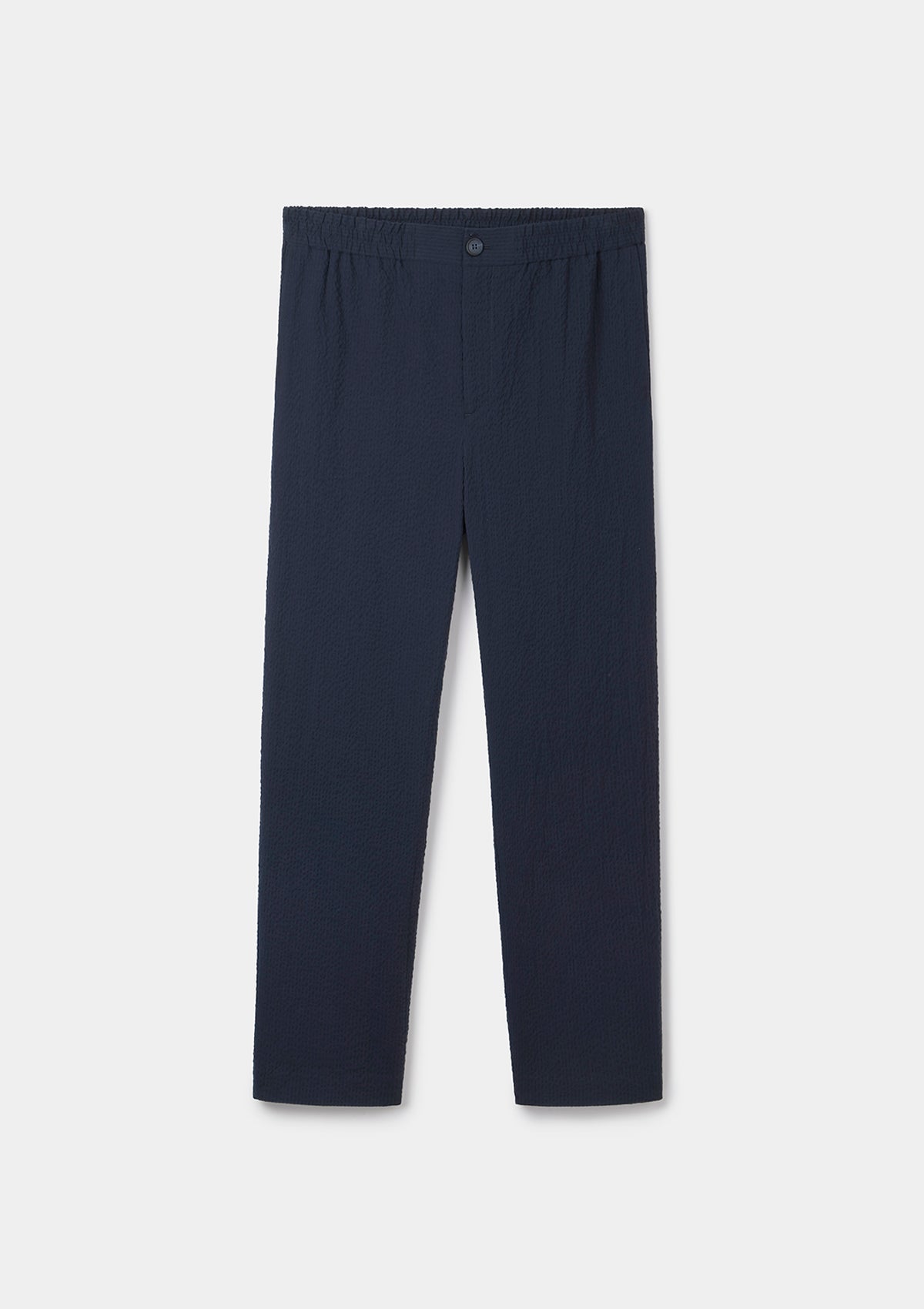 Navy Seersucker Drawstring Trousers | SIRPLUS