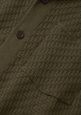 Olive Green Herringbone Knit Polo, Polo Shirts - SIRPLUS