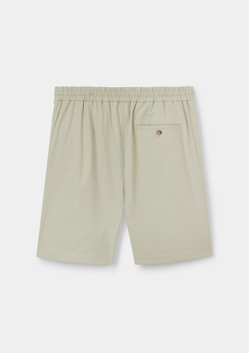 Sage Seersucker Cotton Drawstring Shorts, Shorts - SIRPLUS