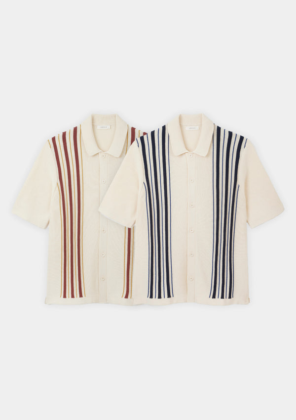 Navy & Blue Textured Stripe Polo, Polo Shirts - SIRPLUS