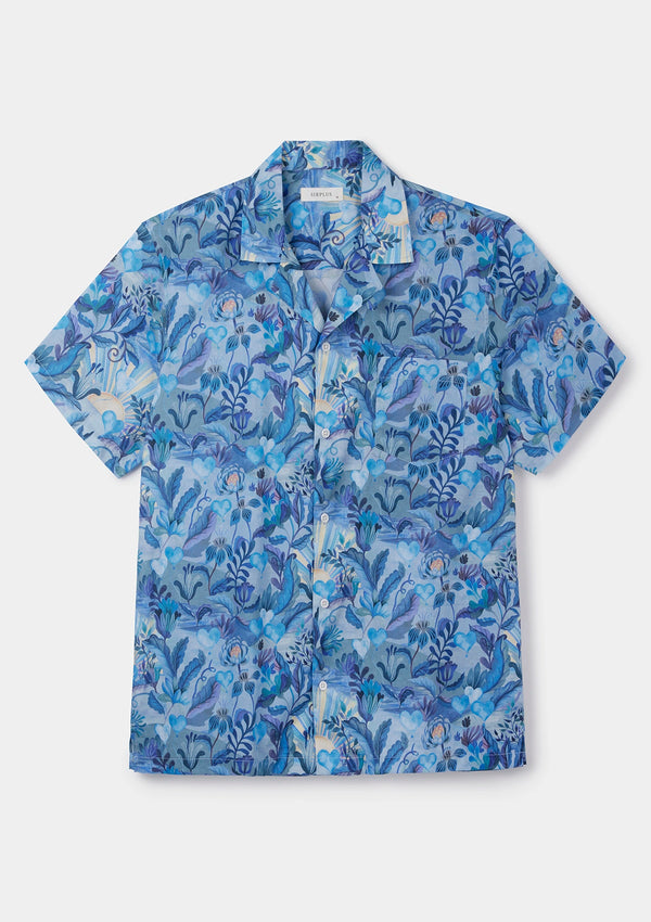 Blue Una Landscape Cuban Shirt - Made With Liberty Fabrics, Cuban Shirt - SIRPLUS
