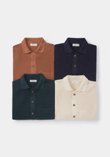 Navy Waffle Knit Polo, Polo Shirts - SIRPLUS