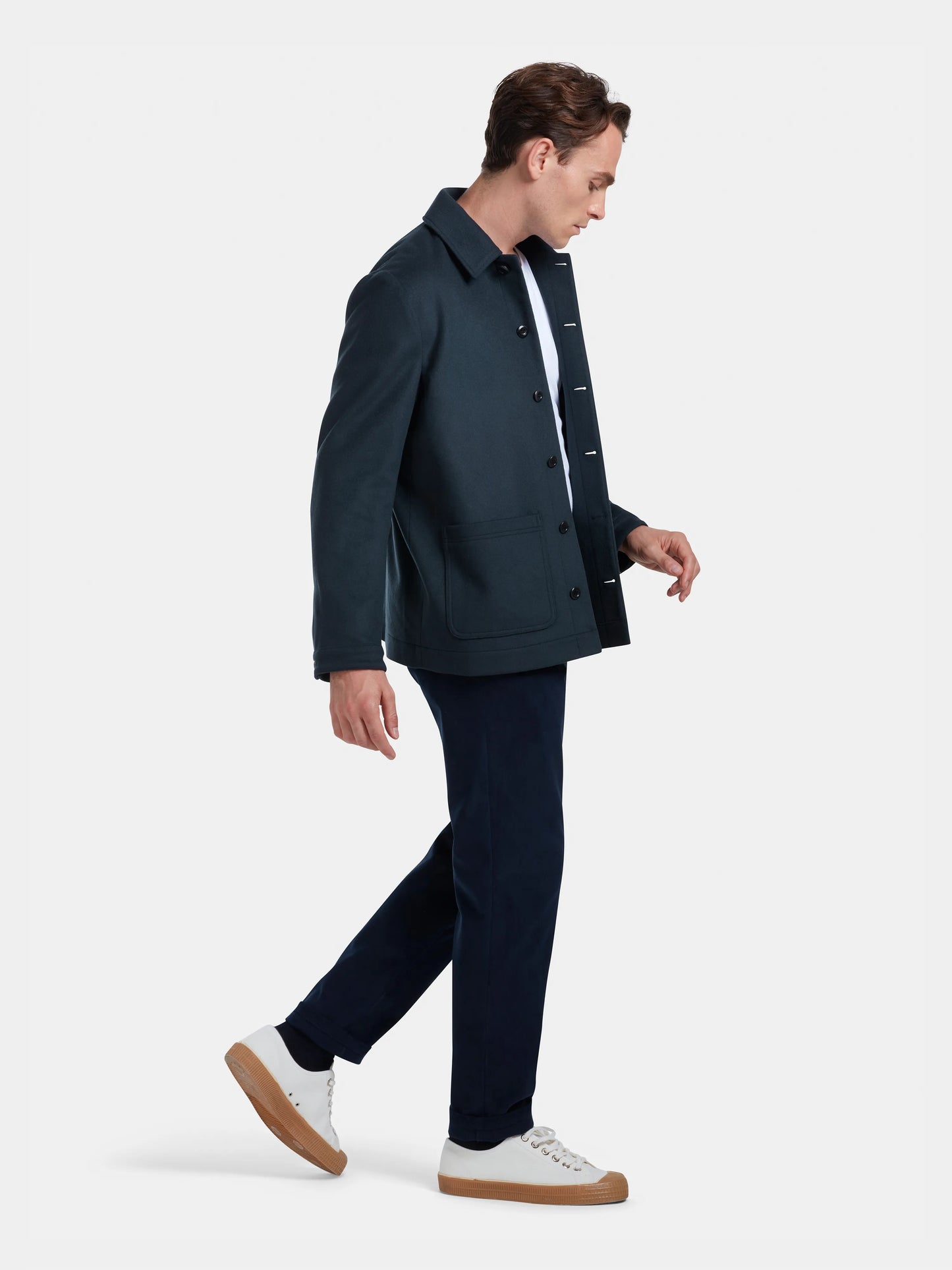 Navy Wool Cashmere Chore Jacket, Chore Jackets - SIRPLUS