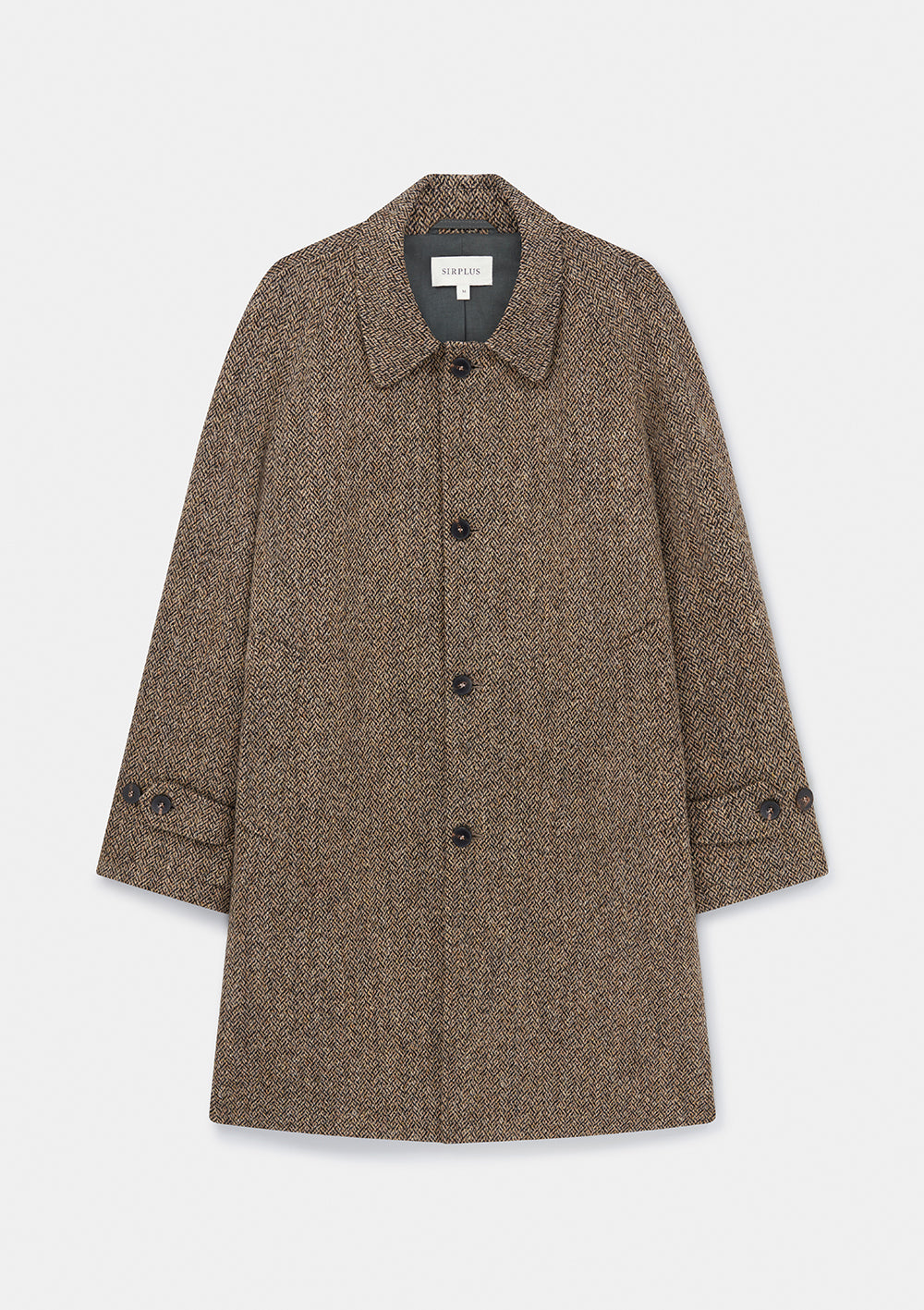 Brown Herringbone Harris Tweed Wool Overcoat SIRPLUS