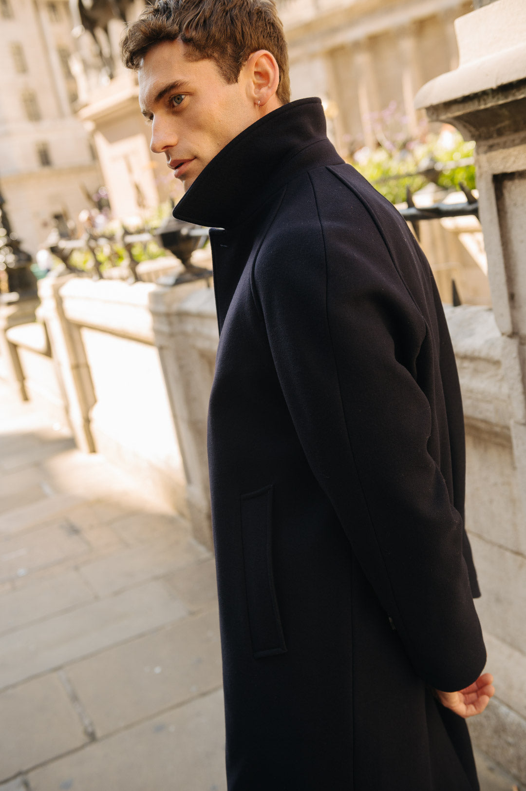 Navy Wool Raglan Overcoat, Coat - SIRPLUS
