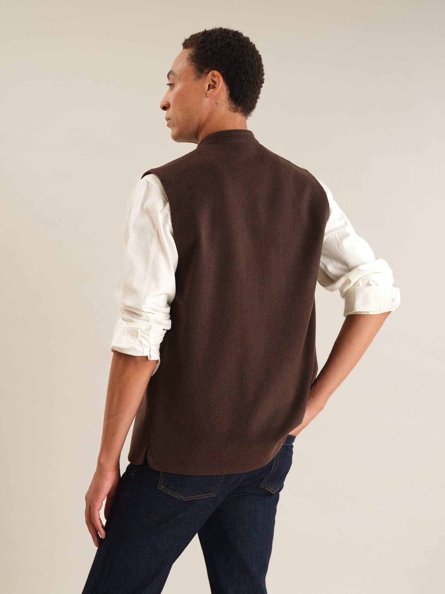 Coffee Cashmere Nehru Waistcoat, Nehru Waistcoat - SIRPLUS