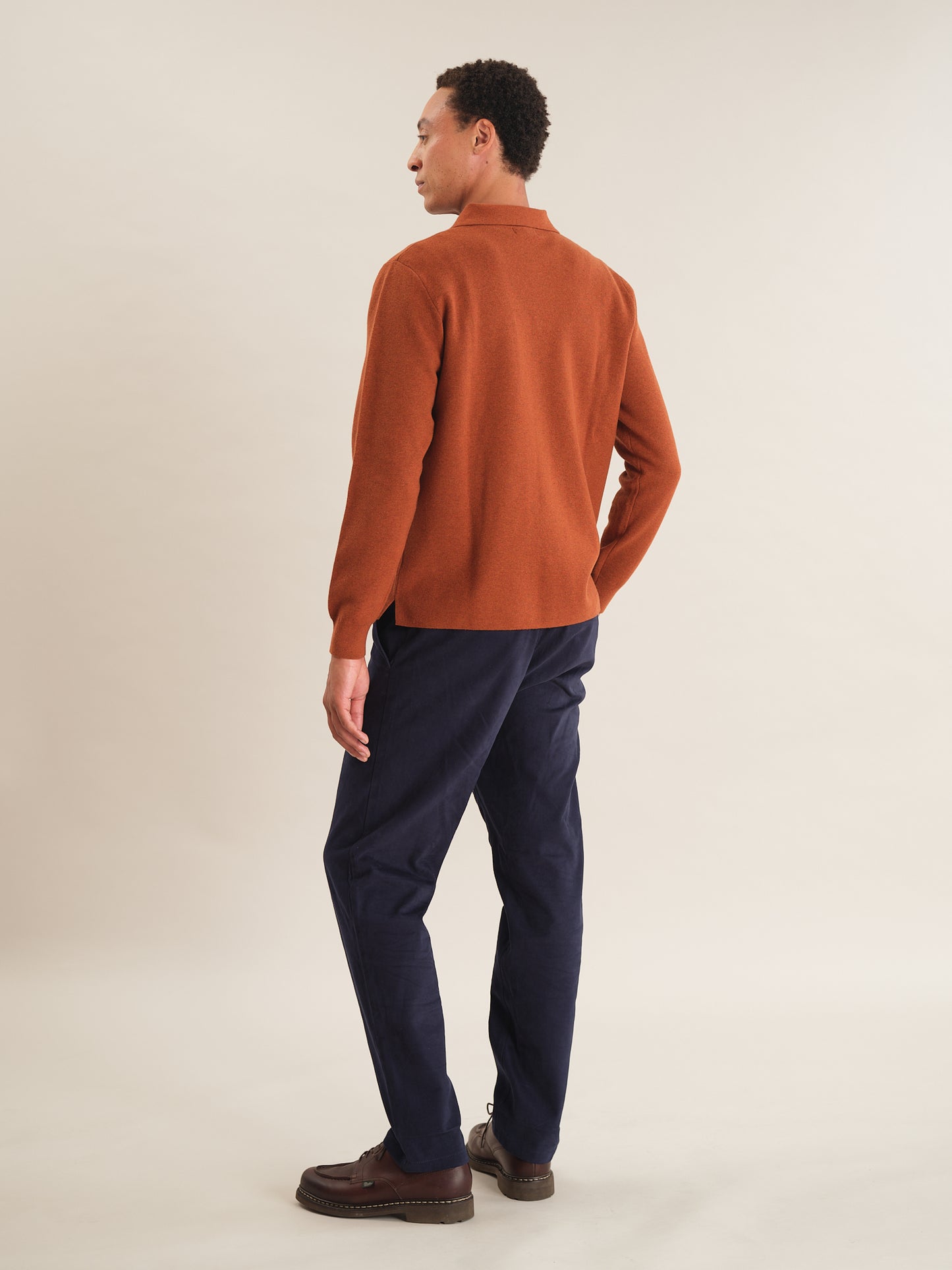 Burnt Orange Merino Knit Polo, Polo Shirt - SIRPLUS