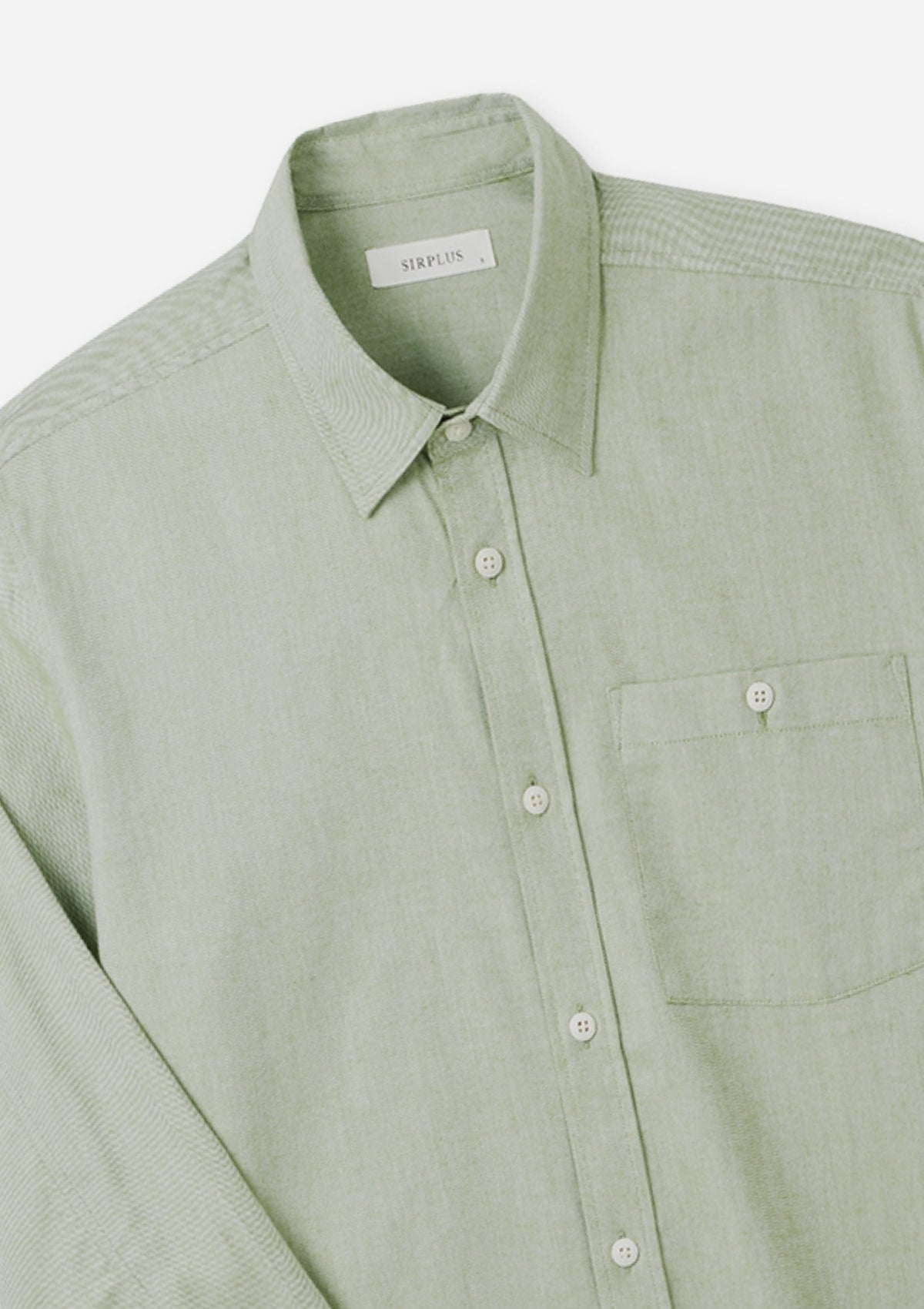 Pistachio Green Cotton Cashmere Shirt, Collar Shirt - SIRPLUS