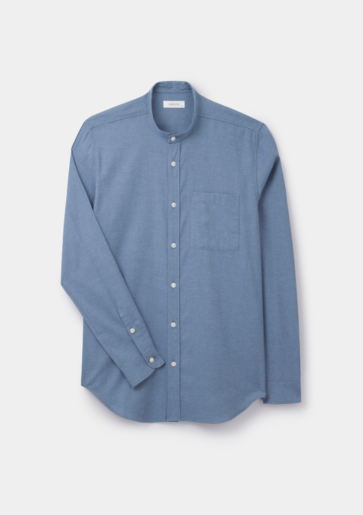 Washed Blue Brushed Cotton Grandad Shirt