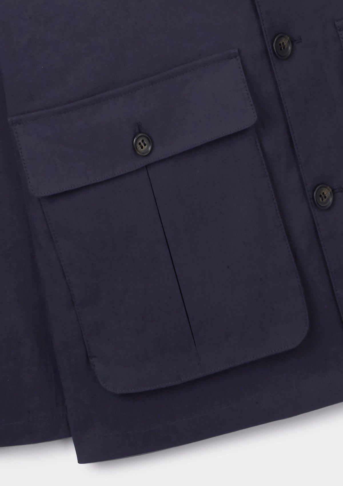 Navy Linen Blend Flap Pocket Jacket, Chore Jacket - SIRPLUS