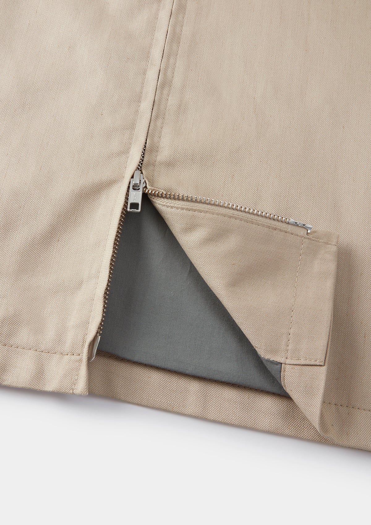 Beige Cotton Linen Zip Jacket, Zip Jacket - SIRPLUS